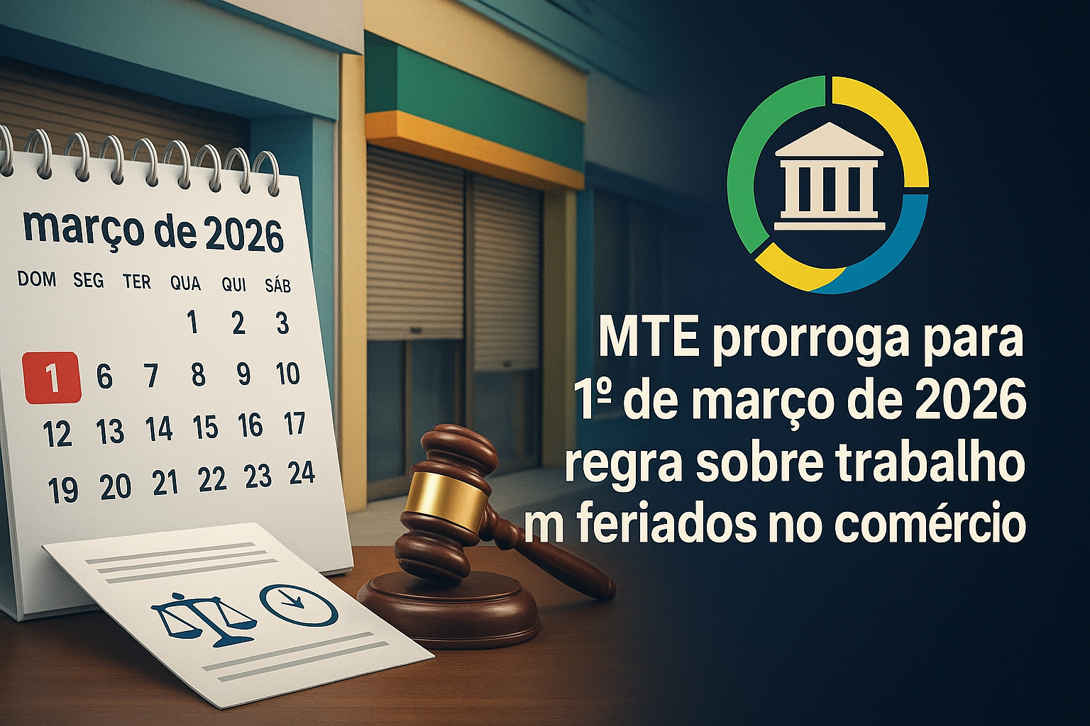 MTE prorroga para 1º de março de 2026 regra sobre trabalho em feriados no comércio